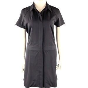 Reed Krakoff Virgin Wool Shirt Dress Size 12 Navy Designer Luxury Classic Basic